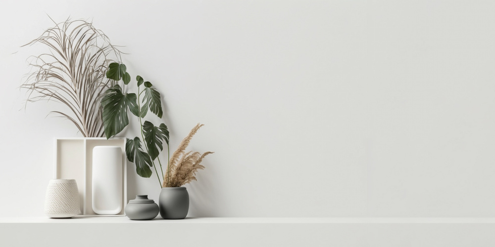 Home plant decoration with copy space